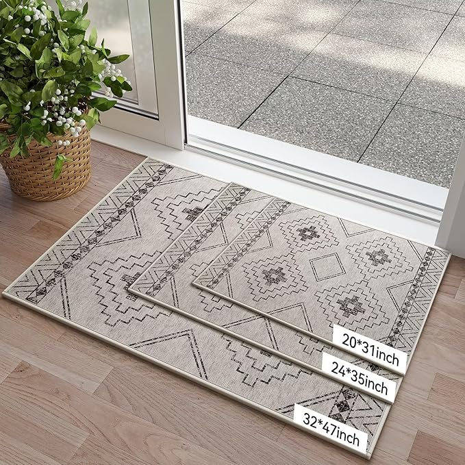 YDKGL Indoor Door Mat 20"x31",Beige Door Mats Indoor Entrance Dirt Resistant & Absorbent, Non-Slip Rubber Backing Front Door Mats,Washable Low-Profile Doormat for Entryway, Inside Home Entrance
