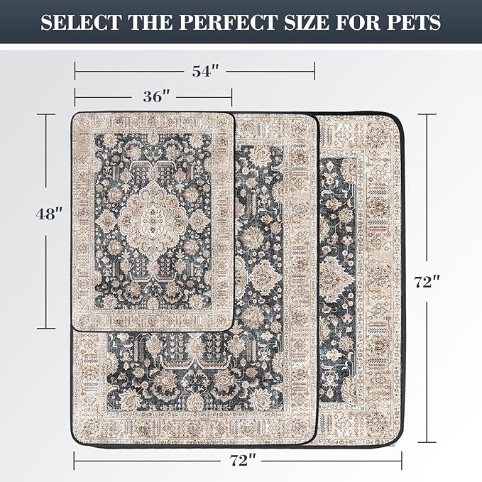 Dogcator Thicken Washable Pee Pads for Dogs, Super Absorbent & Quick Dry, 54"x72" Reusable Dog Pads, Non-Slip, Multi-Purpose, Dark Navy Polyester