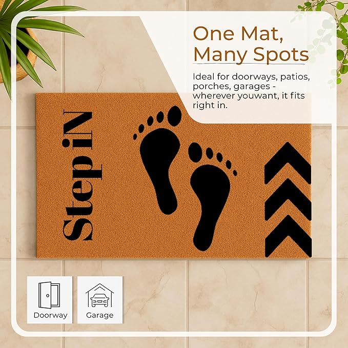 COCONIQ Coir Door Mats 17" X 30", Non-Slip Sturdy, PVC Backed Heavy Duty, Easy to Clean, Ideal for Door Entrance, Patio, Porch, Backyard, Garages, Step-in Footprints