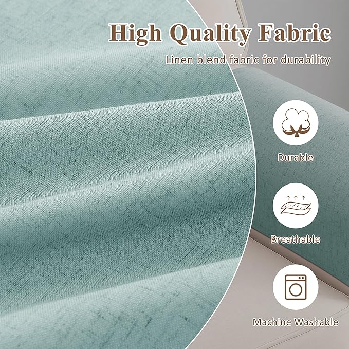 SPWIY Couch Arm Covers Linen Chair Arm Covers Stain Resistant & Anti-Scratch Furniture Protector for Sofa Washable Recliner Armrest Cover for Pets, Light Blue, 2 Pcs, 20" W x 24" L