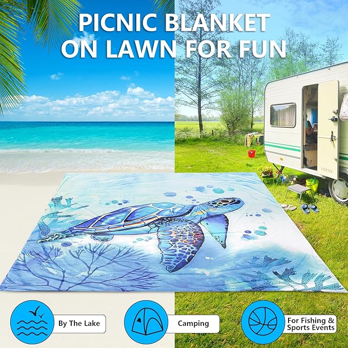 AISPARKY Beach Blanket Waterproof Sandproof Extra Large Beach Mat 79" X 83"/120"x108" for 2-8 Adults Quick Drying Durable Outdoor Picnic Mat for Travel, Camping, Hiking