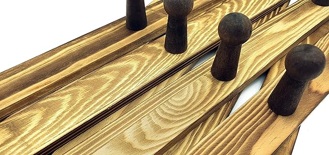 Expandable Wooden Coat Rack Hanger - Accordion Wall Hanger with Expanding Wall Pegs | Hand Made Vintage Wooden Hat Rack for Wall | Hang Coat, Jacket, Hat | Wall Rack – 14 Hook, Torched Wood