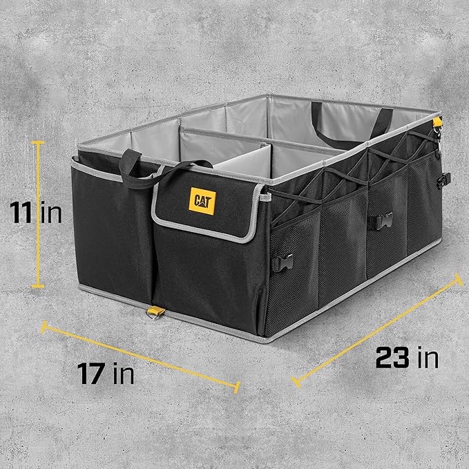 CAT FlexTrunk Car Trunk Organizer - Collapsible Multi-Compartment Storage for Groceries, Tools, and More - 23"L x 17"W x 11"H