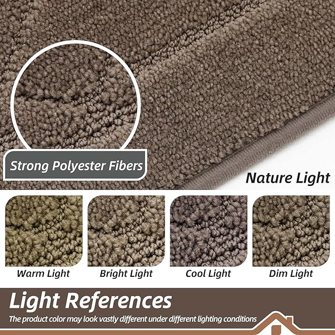 BEQHAUSE Dirt Trapper Door Mat 24" x 60", Doormat Non-Slip Entryway Rugs Washable, Dog Door Mat Stain Resistant and Absorbent Welcome Floor Mat for Front Back Door, Mud Wet Shoes & Paws, Light Brown