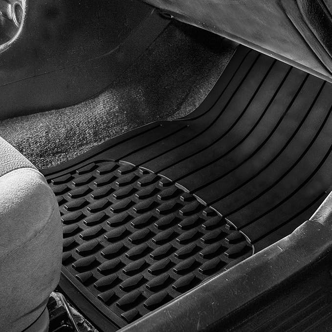FH Group Automotive Floor Mats - Heavy-Duty Rubber Floor Mats for Cars, Universal Fit Full Set, ClimaProof Floor Mats, Trimmable Floor Mats For Most Sedan, SUV, Truck Floor Mats Black
