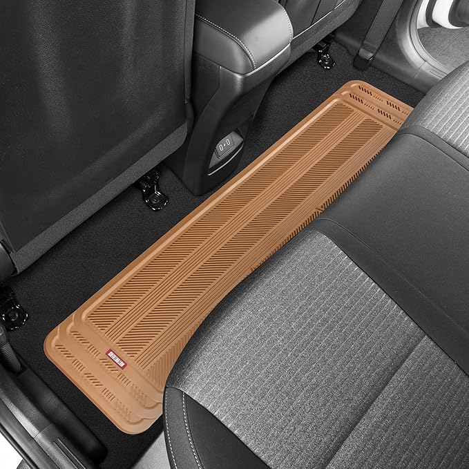 Motor Trend Rear Seat Runner, Rubber Floor Mat Liner for 2nd or 3rd Row Car SUV Van, Durable Heavy Duty Polymerized Latex Full Interior Protection, Beige