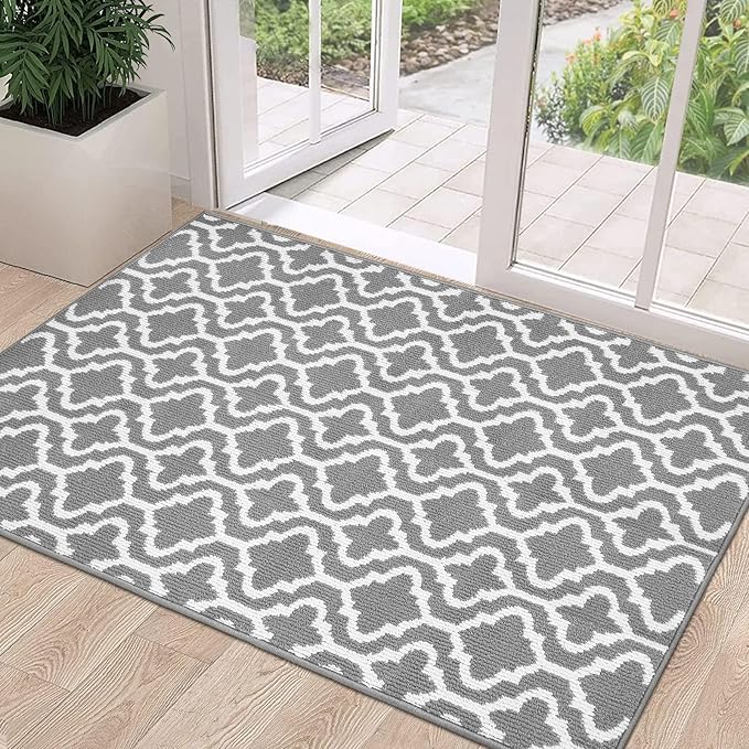 HEBE Indoor Door Mat 32"x48" Non Slip Front Door Welcome Mats Washable Shoe Mats Dirt Trapper for Entryway Low Profile Kitchen Carpet for Entrance Hallways Entrance Mat for Dogs