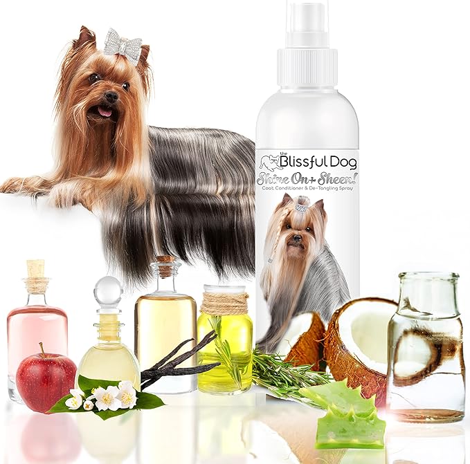 The Blissful Dog Shine-On + Sheen Coat Dog Spray, Easy-to-Use Conditioner, Sensitive Skin-Friendly Leave-in Conditioner, Detangler Spray, 4 oz.