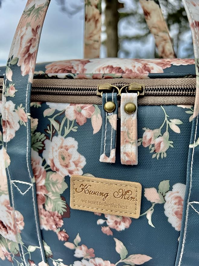 Kwang Min Insulated Insulated Cooler Bag,Reusable Large Lunch Bag for Women, Great for Outdoors,Camping,Party,Premium Quality,Adjustable Strap,Foldable