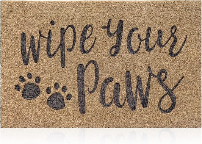 AAZZKANG Brown Door Mats for Home Entrance Outdoor Indoor Funny Wipe Your Paws Mat Easy to Clean Welcome Front Door Mat with Non Slip Rubber Backing