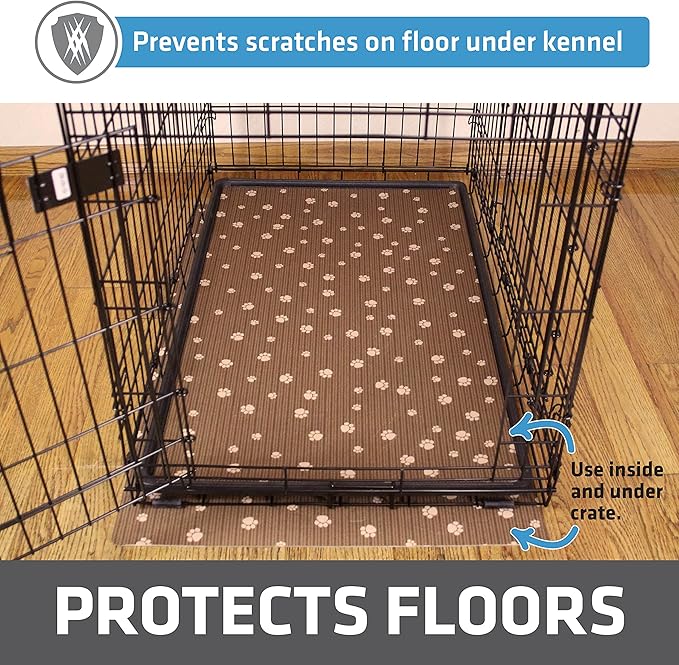Drymate Dog Crate Mat Liner, Absorbs Urine, Waterproof, Non-Slip, Washable Puppy Pee Pad for Kennel Training - Use Under Pet Cage to Protect Floors, Thin Cut to Fit Design (USA Made) (Brown)(27"x42")