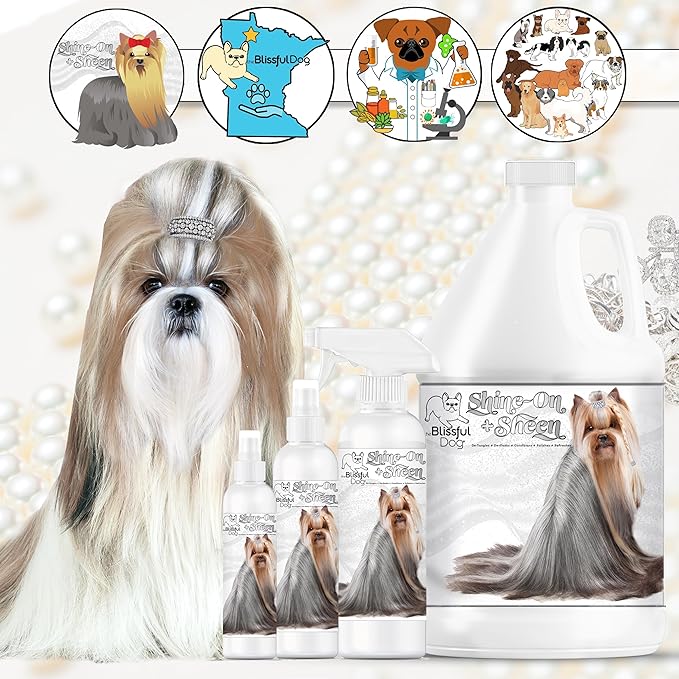 The Blissful Dog Shine-On + Sheen Coat Dog Spray, Easy-to-Use Conditioner, Sensitive Skin-Friendly Leave-in Conditioner, Detangler Spray, 8 oz.