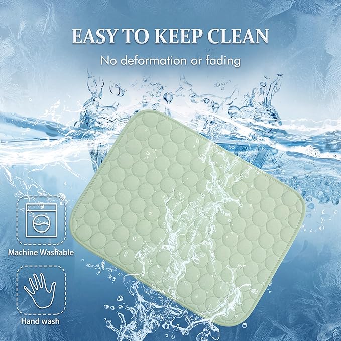 MICROCOSMOS Summer Cooling Mat & Sleeping Pad- Water Absorption Top, Materials Safe, Easy Carry, EZ Clean. Keep Cooling for Pets, Kids and Adults.(Green, 40" x28")