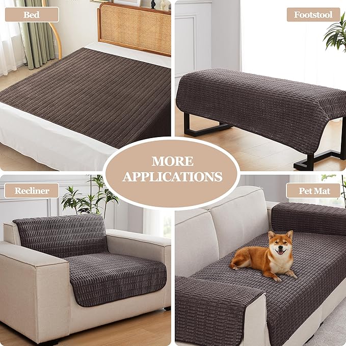 Meider Couch Covers Sofa Seat Covers, Anti-Slip Dog Mat Pet Pad Blanket for Sofa Chair Recliner Bed Furniture Protector Washable (Coffee, 40x60 inch)