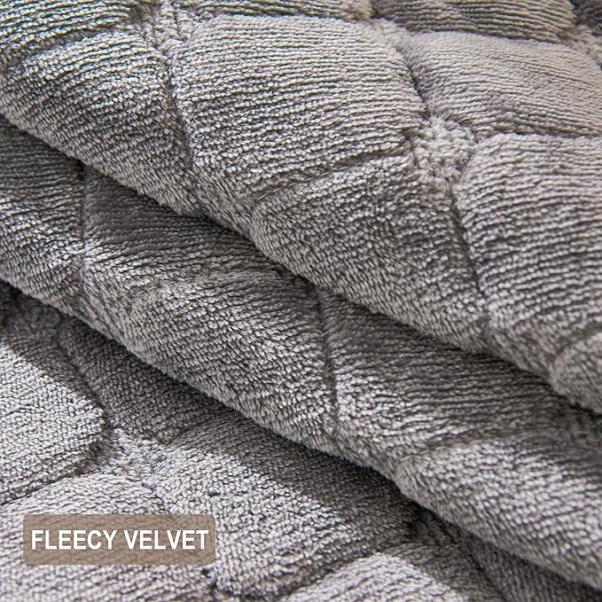 KaviKon Couch Cover Sofa Covers Washable, Velvet Fuzzy Sofa Slipcovers for 3 Cushion Couch, Non-Slip Furniture Protector for Dog Pet, L Shaped Recliner Sectional Couch Cover Grey,36"X63"(Only 1 Pcs)