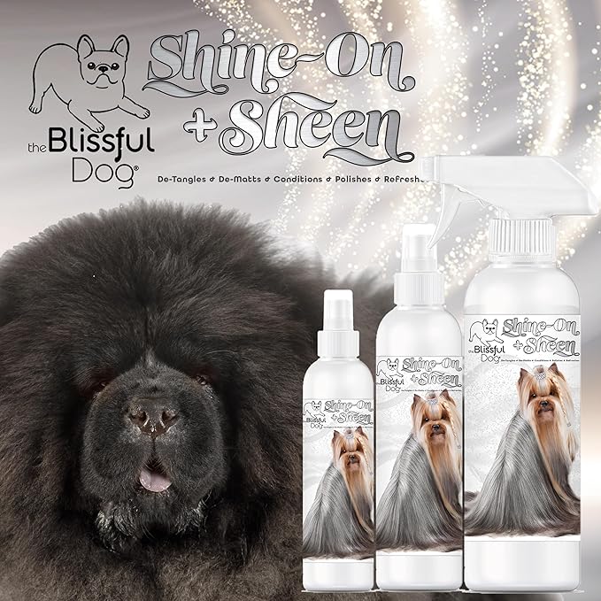 The Blissful Dog Shine-On + Sheen Coat Dog Spray, Easy-to-Use Conditioner, Sensitive Skin-Friendly Leave-in Conditioner, Detangler Spray, 16 oz.