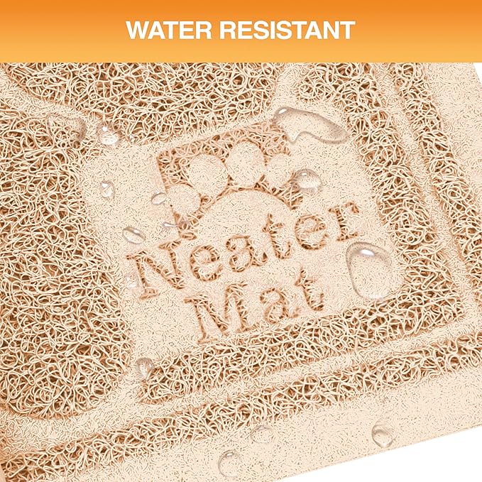 Neater Pets Neater Mat Cat Litter Rug, Thick & Durable Cat Mat for Litter Box, Trapper Pad Catches Mess to Protect Indoor Floors, Soft on Kitty Paws, Anti-Skid Grip Backing, Easy to Clean, Beige