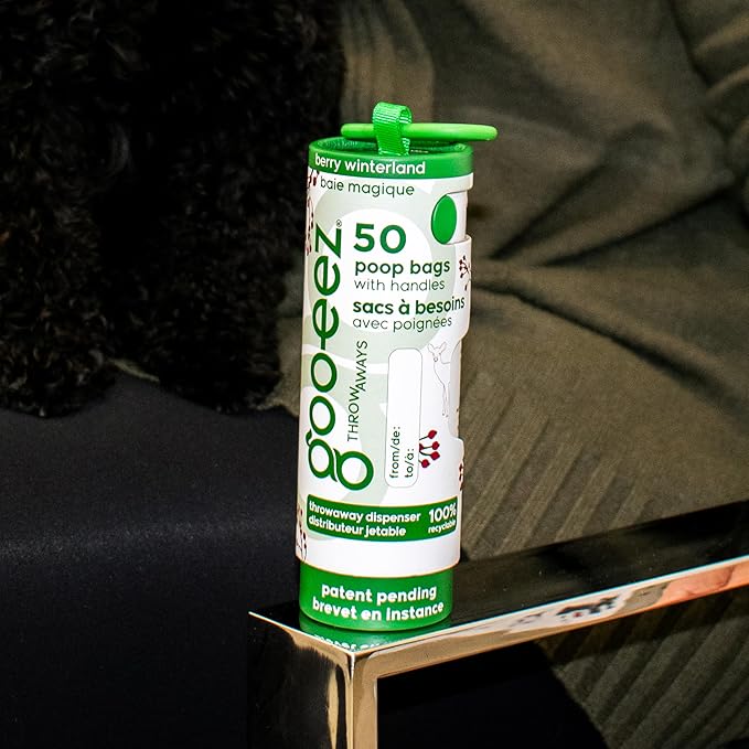 GOO-EEZ Disposable Pet Waste Bag Dispenser 3-Pack (150 ct), Pre-Loaded with 65% Recycled Dog Poop Bags with Easy-Tie Handles, No Refills Needed Twist-and-Pull Design - Holiday Collection