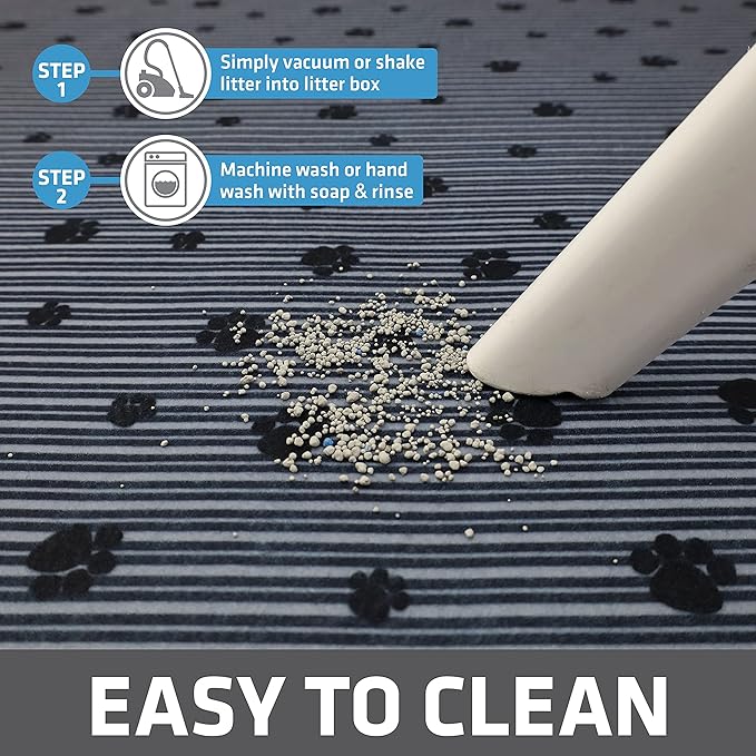 Drymate 12-Pack XL Original Cat Litter Mat, Contains Mess from Box, Protects Floors, Urine-Proof, Machine Washable, Soft on Kitty Paws, Absorbent, Waterproof (USA Made) (28”x36”)(GreyStripePaw)