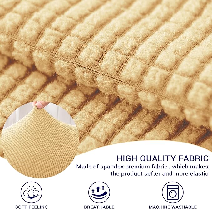 SUBRTEX Stretch Armrest Covers Spandex Arm Covers for Chairs Couch Sofa Armchair Slipcovers for Recliner Sofa with Twist Pins 2pcs (Sand Yellow)