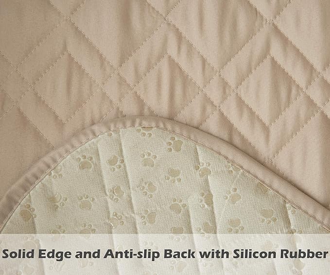 Ameritex Couch Sofa Slipcover 100% Waterproof Nonslip Quilted Furniture Protector Slipcover for Dogs, Children, Pets Sofa Slipcover Machine Washable (Beige, 78")