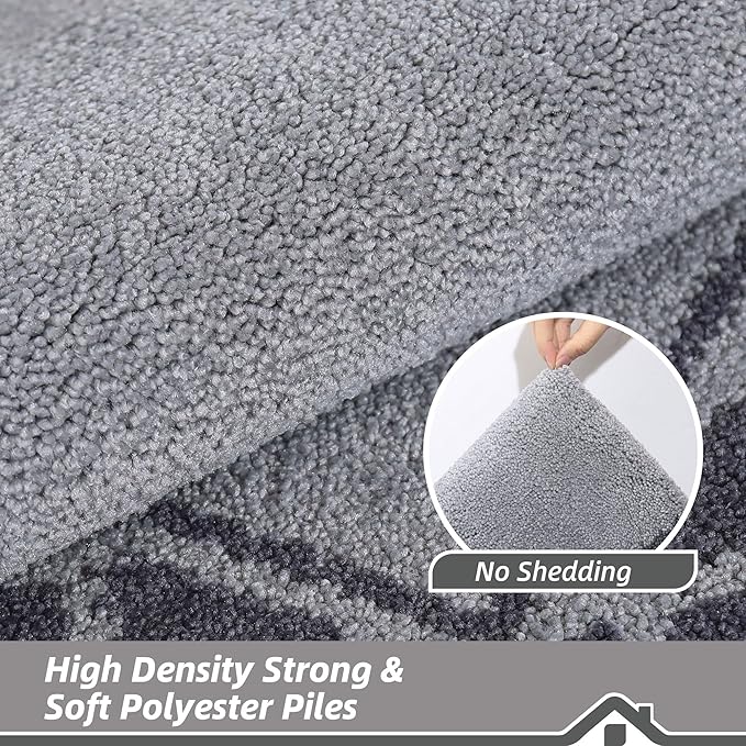 BEQHAUSE Door Mat Dirt Trapper Non Slip Entryway Rugs Absorbent Welcome Mat Low Profile Washable Front Door Mat for Muddy Paws,Entrance,Hallway, 32" x 48",Grey
