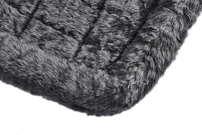 MidWest Homes for Pets QuietTime Dog Bed - Gray Faux Fur Bolster, Ultra-Soft and Machine Washable, Fits 42-Inch Crates and Carriers, for Large Breed Dogs
