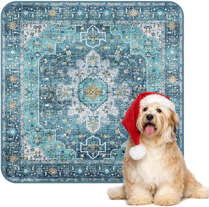 Lahome Extra-Large Washable Dog Pee Pads (72"x72") - Super Absorbent & Waterproof - Leakproof Reusable Mat for Playpens, Beds & Whelping, Convenient Cleanup,Blue