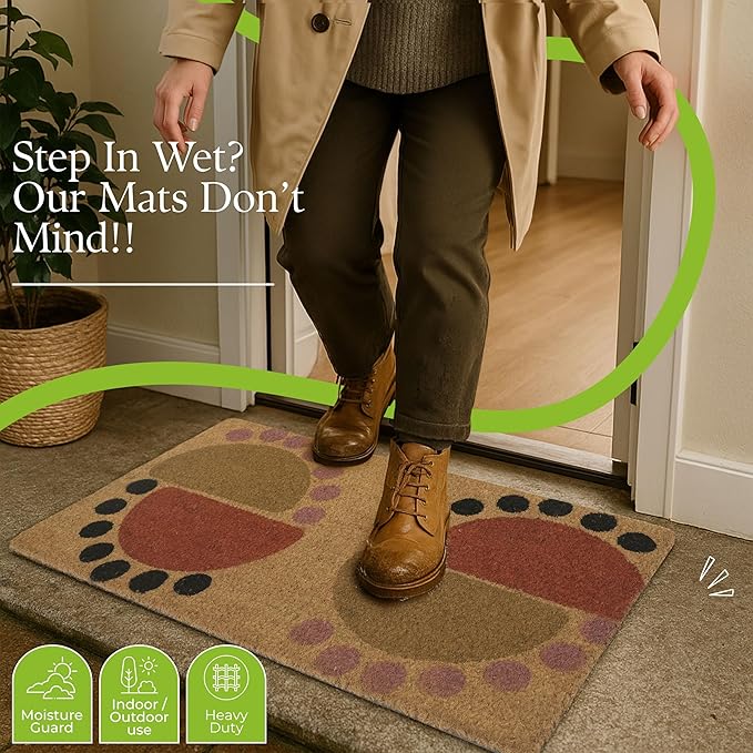 COCONIQ Coir Door Mats 17" X 30", Non-Slip Sturdy, PVC Backed Heavy Duty, Easy to Clean, Ideal for Door Entrance, Patio, Porch, Backyard, Garages, The Geo Circles