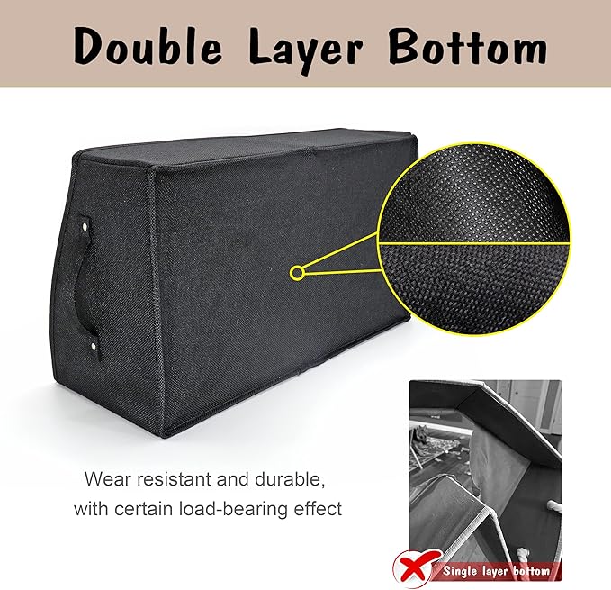 PET ARTIST Sturdy Collapsible Dog Organization and Storage Basket Accessible,Cute Dog Toy Storage with Handles,Dog Toy Box Bin Large for Chew Toys,Clothes,Squeak Toys,Black