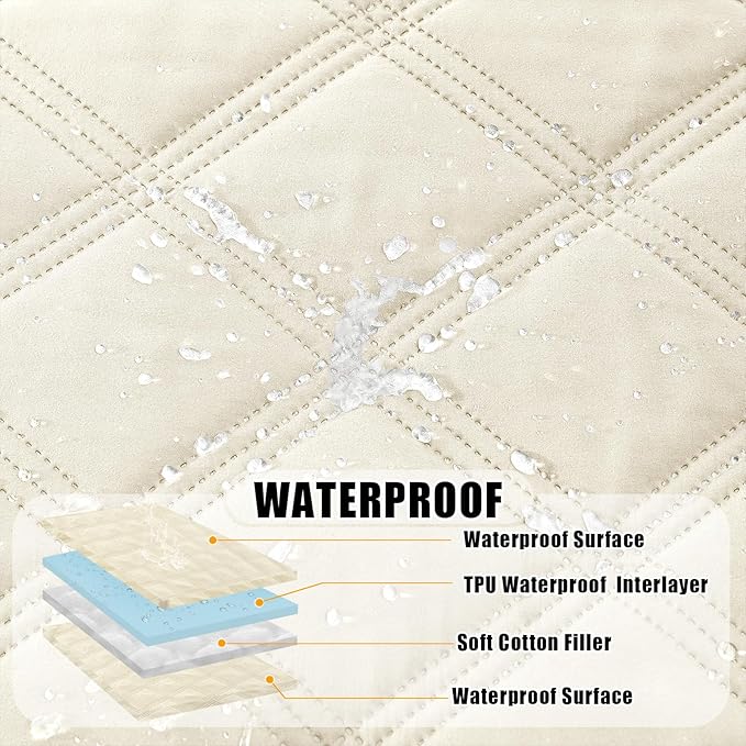 Smiry Waterproof Dog Bed Cover Blanket 30x53, Soft Reversible Pet Blanket, Washable Leakproof Cats Dogs Couch Cover for Sofa, Couch, Furniture, Lattice, Beige/Beige