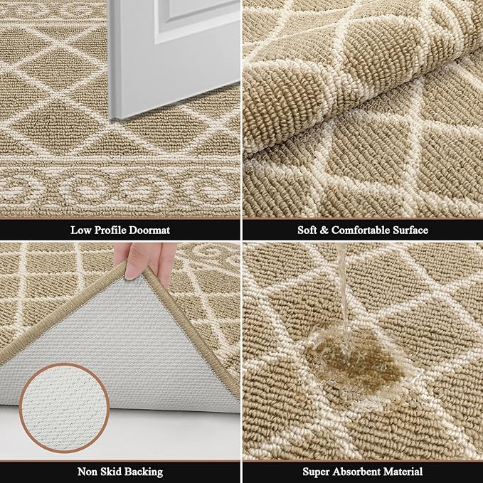 HEBE Washable Runner Rug 20"x59" Indoor Door Mat Runners,Non Slip Dirt Trapping Rug Runner Floor Mats Carpet Runners for Entryway Hallway Kitchen Garage Laundry Room