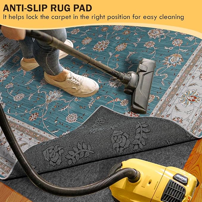 Waterproof Rug Pad, Thick 4x6 ft Under Area Rug Carpet Pad, Non Slip Felt Rug Pads for Hardwood Floors, Keep Carpets in Place Soft and Prevent Rug from Wrinkling or Buckling