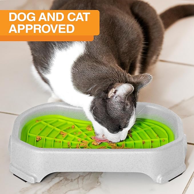 Neater Pets - Neat-LIK Pad with Mess-Proof Tray Keeps Floors Clean - Slow Feeding Pad for Dogs & Cats - Relieves Anxiety & Cures Boredom - Fill Licking Pad with Treats & Food (Green & Vanilla Bean)