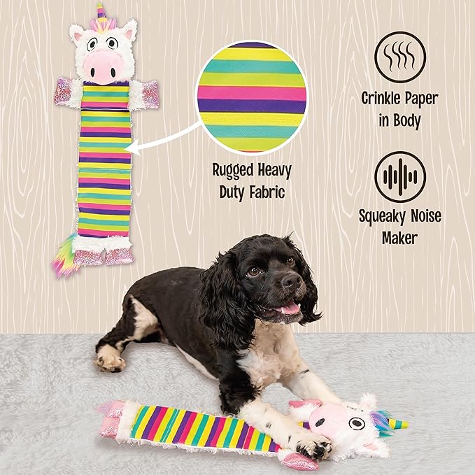 Lazy One Squeaky Dog Toy, Soft Crinkle Toy for Dogs, Durable Fabric for Small, Medium, and Large Breeds