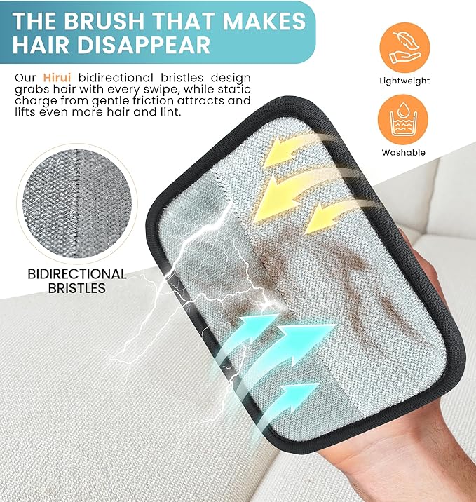 IPTPAS Pet Hair Removal Glove for Cats & Dogs, Electrostatic Fur & Lint Remover for Clothes, Couches, Carpets & Car Seats, Reusable Fur Removal Tool, Upgraded Non‑Slip Pet Hair Remover, 2-Pack