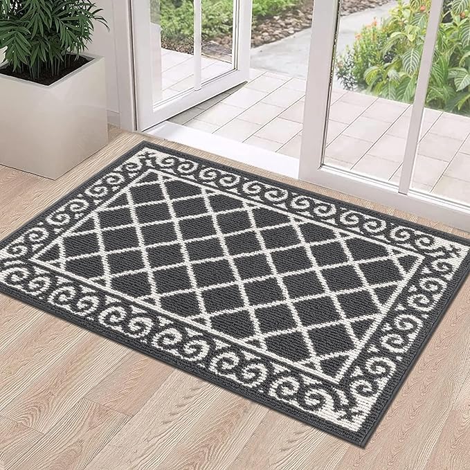 HEBE Indoor Door Mat 24''x36'' Non Slip Front Door Welcome Mats Washable Shoe Mats Dirt Trapper for Entryway Low Profile Kitchen Carpet for Entrance Hallways Entrance Mat for Dogs