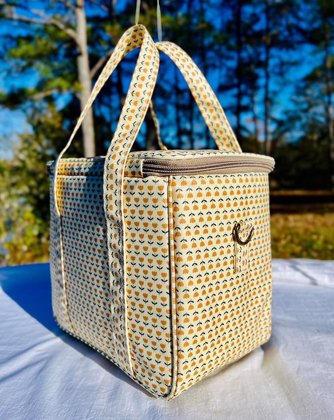 Kwang Min Insulated Insulated Cooler Bag,Reusable Large Lunch Bag for Women, Great for Outdoors,Camping,Party,Premium Quality,Adjustable Strap,Foldable