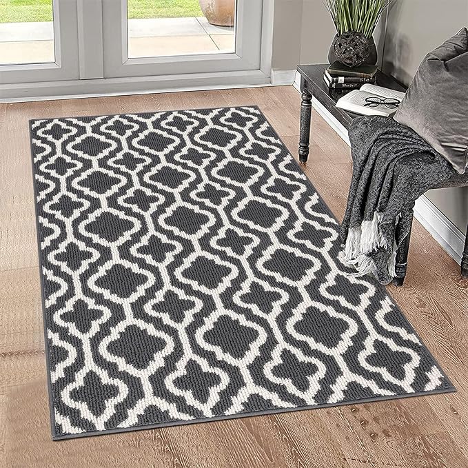 HEBE Indoor Door Mat 32"x48" Non Slip Front Door Welcome Mats Washable Shoe Mats Dirt Trapper for Entryway Low Profile Kitchen Carpet for Entrance Hallways Entrance Mat for Dogs