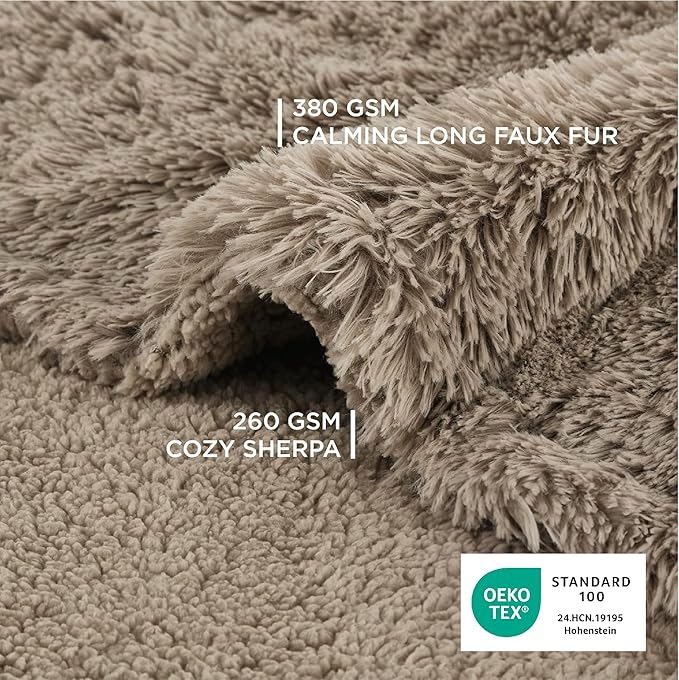 Bedsure Waterproof Dog Blankets for Large Dogs - Calming Cat Blanket for Bed Couch Protector Washable, Long Faux Fur Pet Throw Blanket for Puppy, Reversible Furniture Protection, 60"x80", Brown