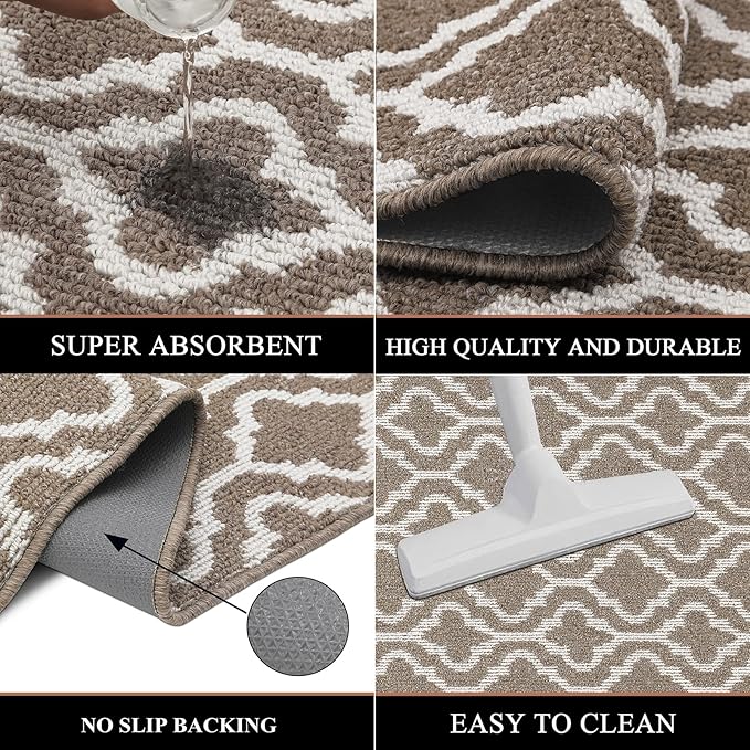 HEBE Indoor Door Mat 32"x48" Non Slip Front Door Welcome Mats Washable Shoe Mats Dirt Trapper for Entryway Low Profile Kitchen Carpet for Entrance Hallways Entrance Mat for Dogs