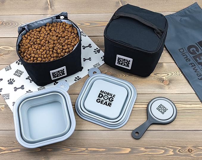 Mobile Dog Gear Small Collapsible Dog Water Bowls for Travel (Set of 2, 2 Cups Each) - Portable Foldable Bowl for Feeding Pets, Cats & Dogs - Easy to Clean Silicone Dish, Great for Camping & Traveling