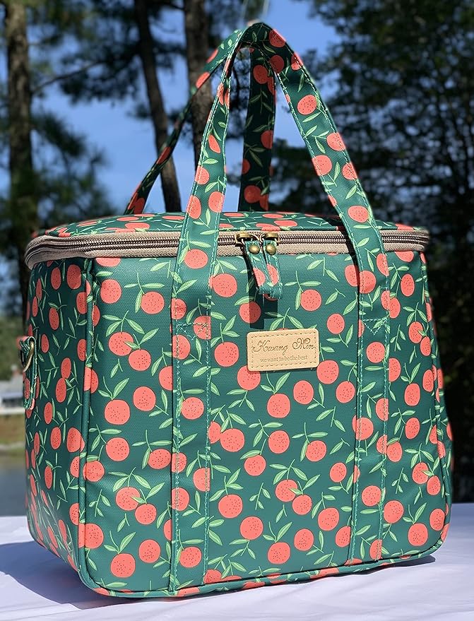 Kwang Min Insulated Insulated Cooler Bag,Reusable Large Lunch Bag for Women, Great for Outdoors,Camping,Party,Premium Quality,Adjustable Strap,Foldable