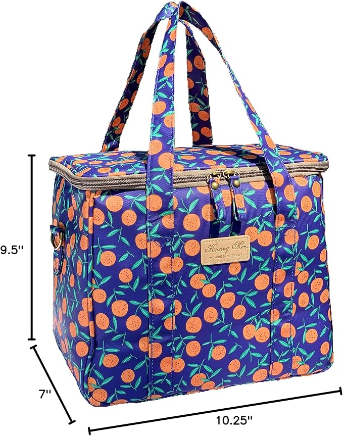 Kwang Min Insulated Insulated Cooler Bag,Reusable Large Lunch Bag for Women, Great for Outdoors,Camping,Party,Premium Quality,Adjustable Strap,Foldable