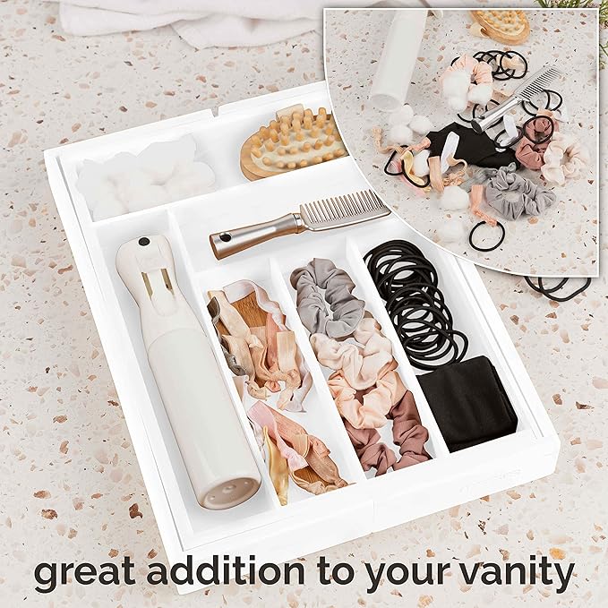 Masirs Expandable Bamboo Kitchen Drawer Organizer - Adjusts to Fit Drawer Size, Ideal for Silverware, Utensils, and Office Supplies, Durable Bamboo Construction