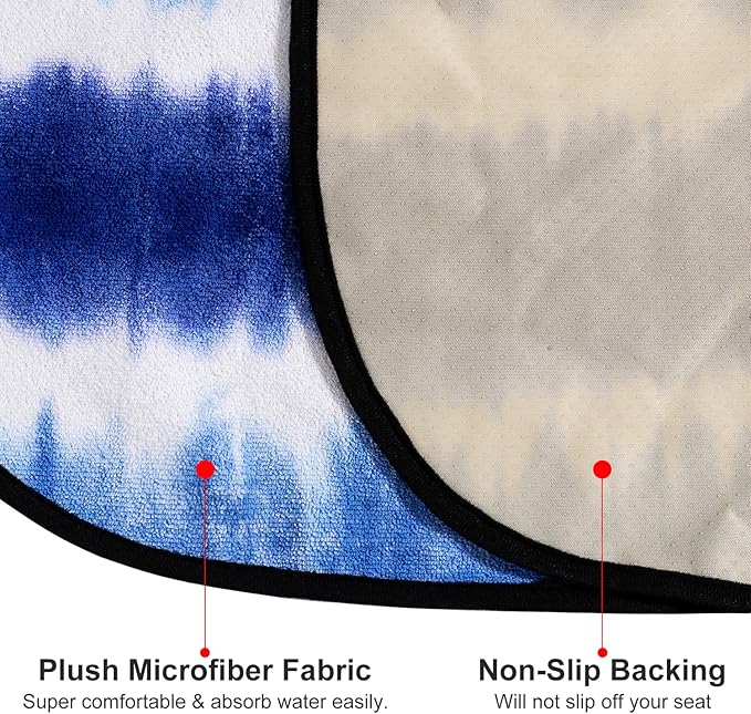 Waterproof Sweating Car Seat Cover for Post Gym Workout, Running, Swimming, Beach and Hiking, Universal Fit Non-Slip Bucket Seat Protector for Cars SUV Trucks, Machine Washable (Blue & White)