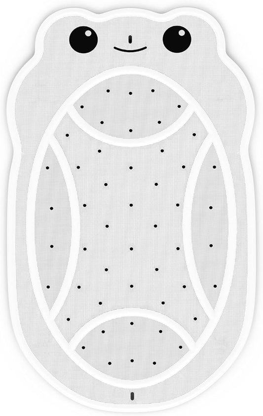 Upgraded Kids Bathtub Mat Non Slip, Low-Odor Natural Rubber Bath Mat with Strong 18mm Suction Cups, Flat Non-Slip Surface, 30"x18" Cute Frog Design, Shower Mat Fast Draining for Smooth Tubs, Beige