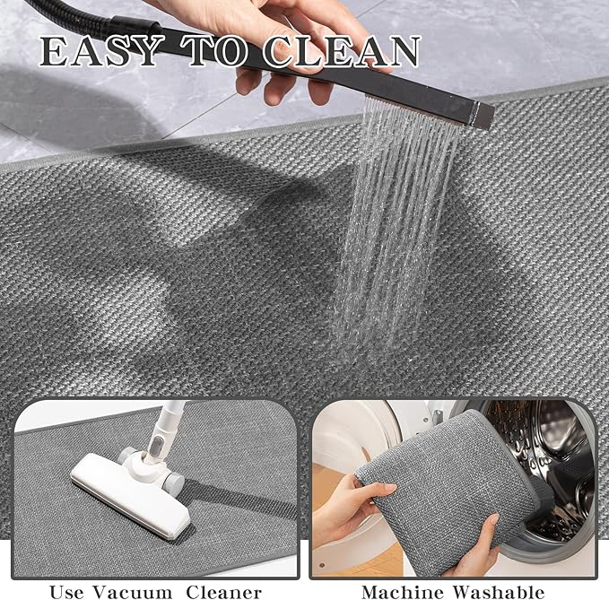 chakme Bathroom Rugs Mat 24x17, Ultra Thin Non Slip Bath Mat Small Quick Dry Absorbent Bath Mat for Bathroom Floor, (Dark Grey, 24"x17")