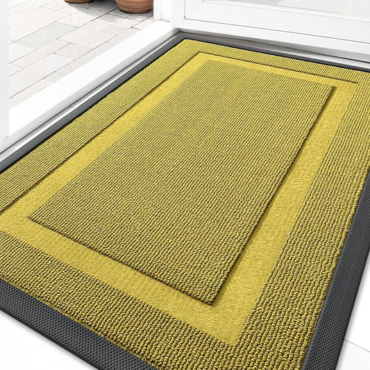 OLANLY Front Door Mat Indoor Outdoor Entrance, Waterproof All-Season, All-Weather Doormat, Sturdy Natural Rubber, Low Profile, Easy Clean Patio Porch Entryway Mat, 29.5x17, Lime Green
