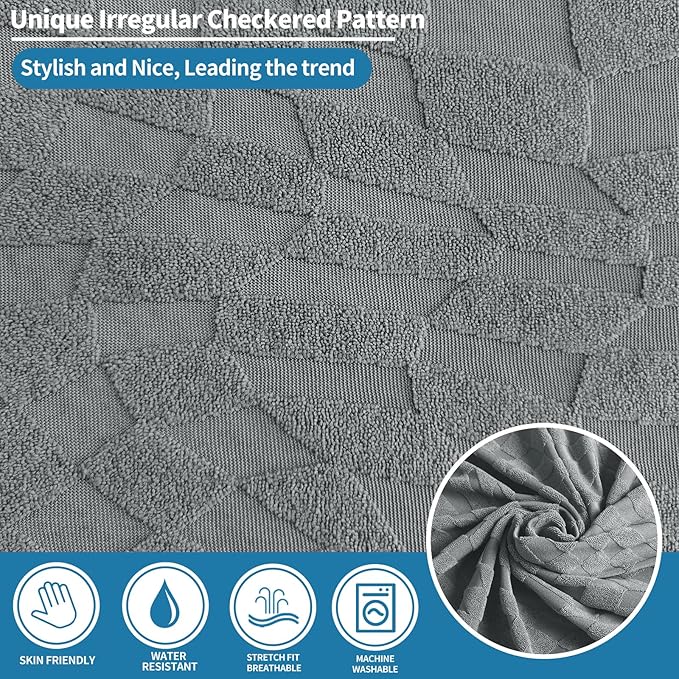 ZNSAYOTX Fashion Futon Cover (67"-82") Stretch Fit Armless Sofa Bed Slipcover, Universal Foldable Sofa Mattress Protector Full Queen Size, Irregular Plaid Texture Jacquard Futon Protector (Light Grey)